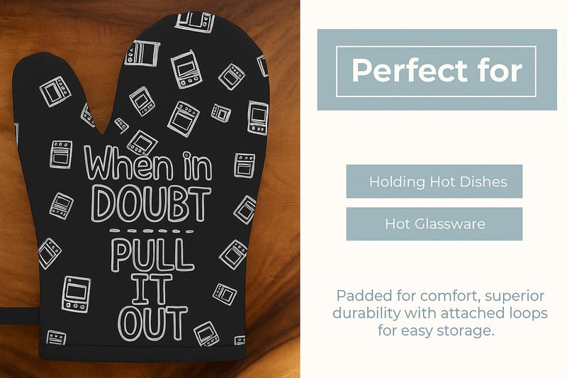 CRAZYWEAVES Oven Gloves Set of 2 |100% Cotton Heat Resistant Kitchen Mitts for Cooking, Baking & Microwave | Thick Padded Cotton Oven Mittens for Handling Hot Pots, OTG & Grill (Black Printed) - Image 3