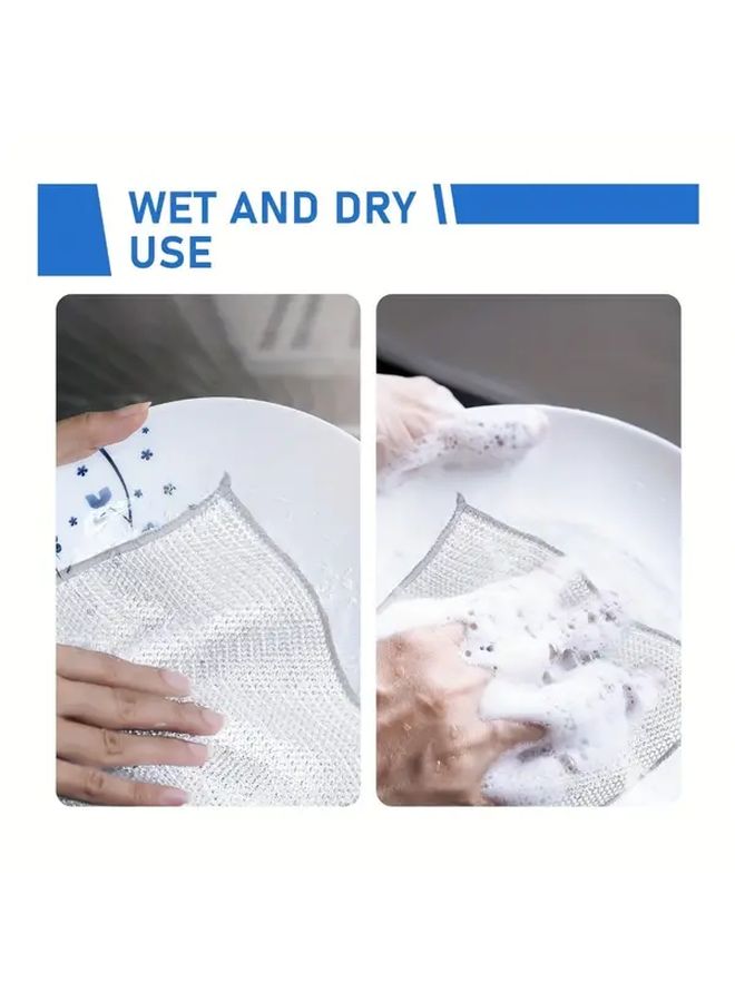 2 Pcs Steel Wire Cleaning Cloth Dish Scrub Pads Durable Kitchen Scrubber Tool - Image 3