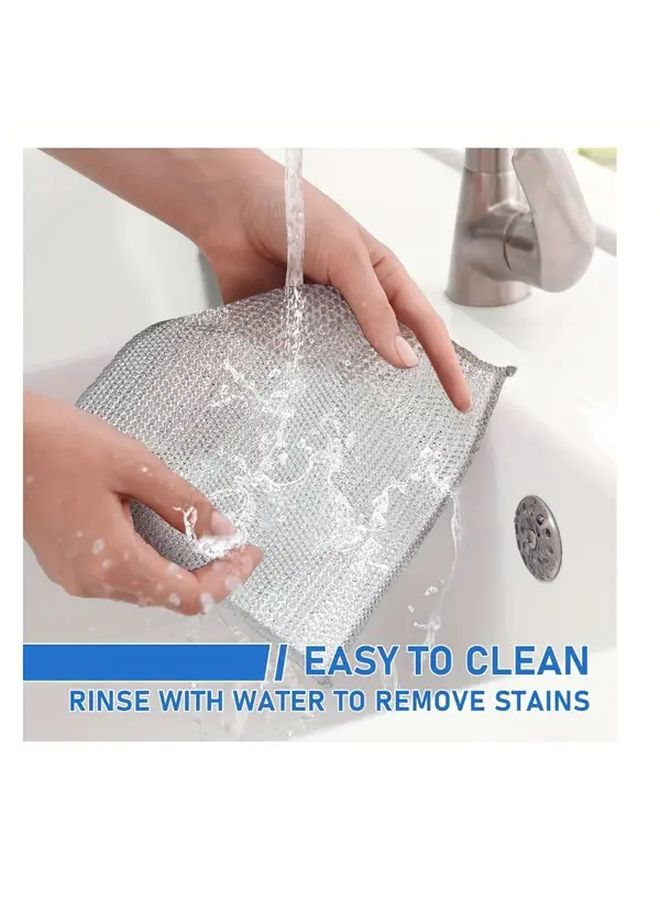 2 Pcs Steel Wire Cleaning Cloth Dish Scrub Pads Durable Kitchen Scrubber Tool - Image 2