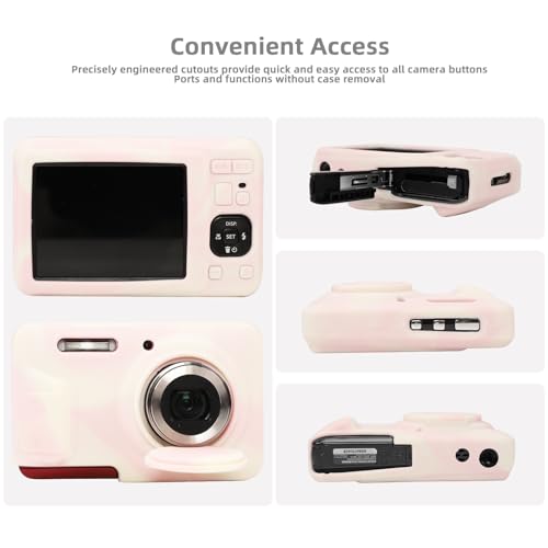 Yoocheese Camera Case for Kodak Pixpro FZ55, Pink Silicone Protective Cover, Slim Fit Design with Accessories (Cute Textured) - Image 5