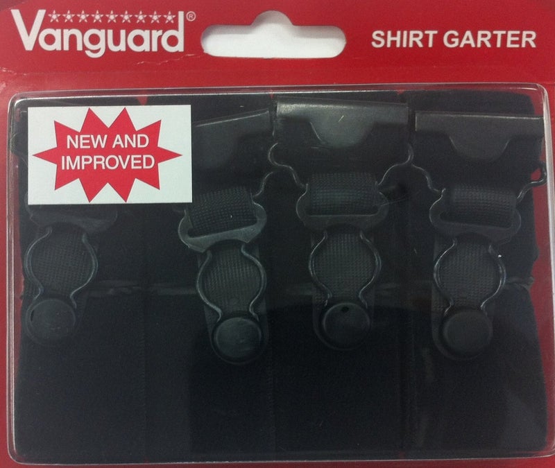 Vanguard Shirt Garter 2 Pair Original New Black Military Issue Heavy Duty (Shirt Stays)