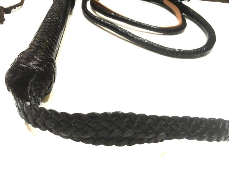 PETS TRIANGLE 6 Feet Genuine Leather Attractive Bull Whip Action for Horse,for Adult,black - Image 2