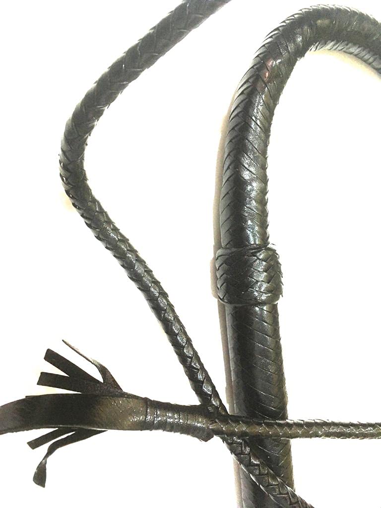 PETS TRIANGLE 6 Feet Genuine Leather Attractive Bull Whip Action for Horse,for Adult,black - Image 4