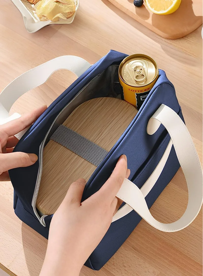 flâneur Insulated Lunch Bag with White Handles and Smiley Design - Big Capacity, Modern and Durable, Perfect for School, Work, and Travel, Portable with Thermal Protection and Functional Design