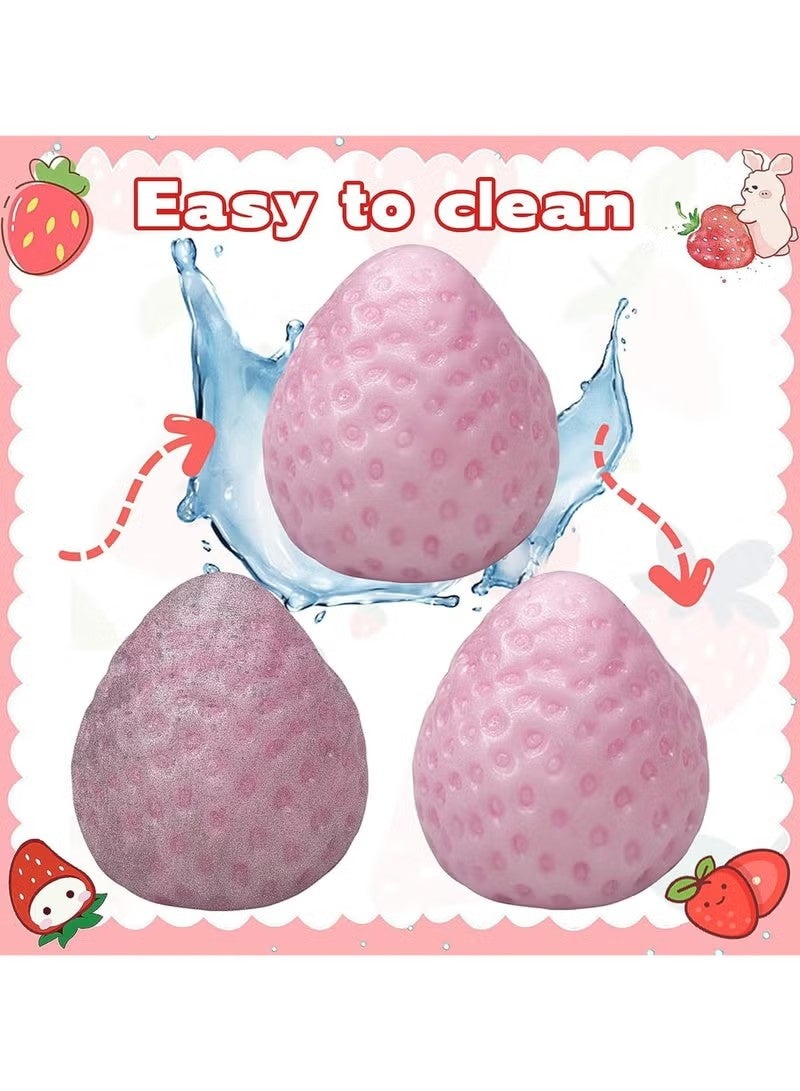 3 قطع من ألعاب الفراولة الإسفنجية القابلة للضغط لتخفيف التوتر، لعبة يدوية ناعمة وبطيئة الارتفاع، ألعاب حسية ناعمة وقابلة للضغط لتخفيف التوتر - Image 3