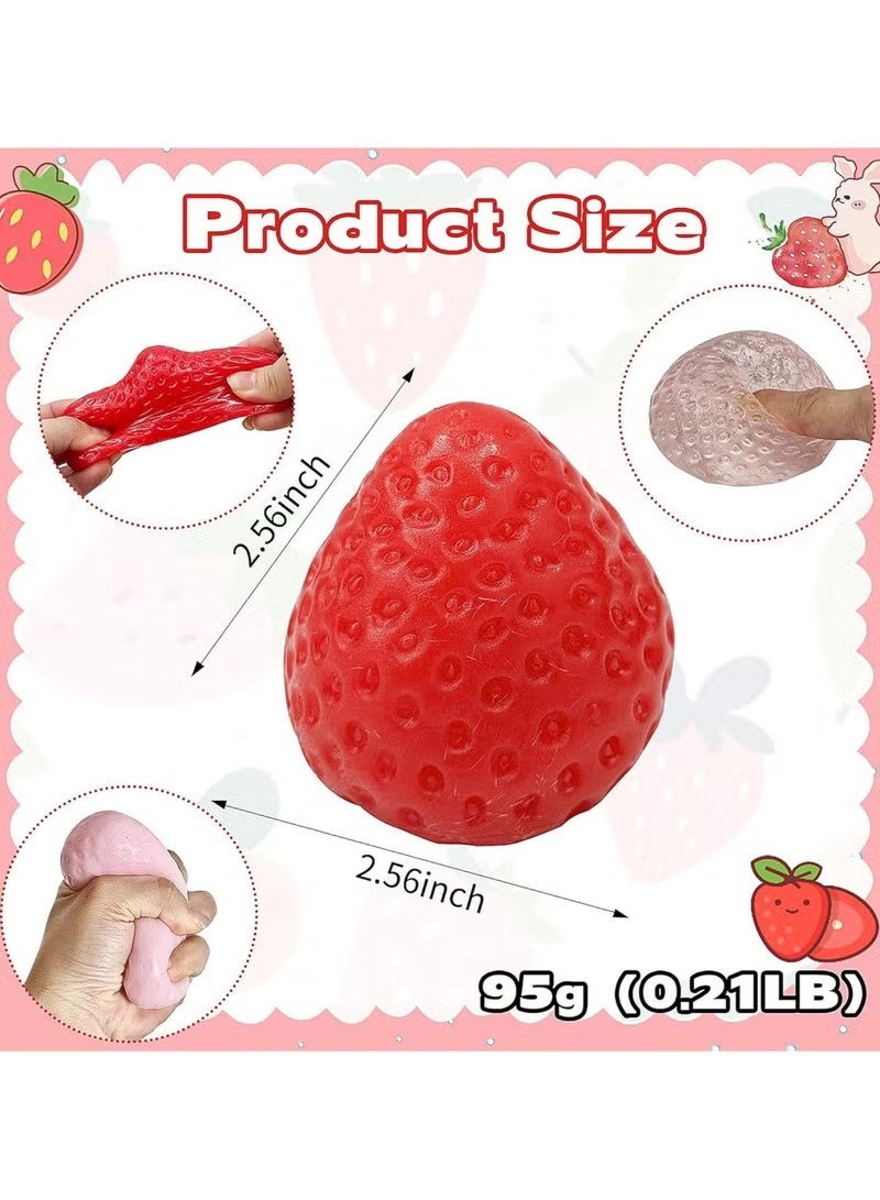 3 قطع من ألعاب الفراولة الإسفنجية القابلة للضغط لتخفيف التوتر، لعبة يدوية ناعمة وبطيئة الارتفاع، ألعاب حسية ناعمة وقابلة للضغط لتخفيف التوتر - Image 2
