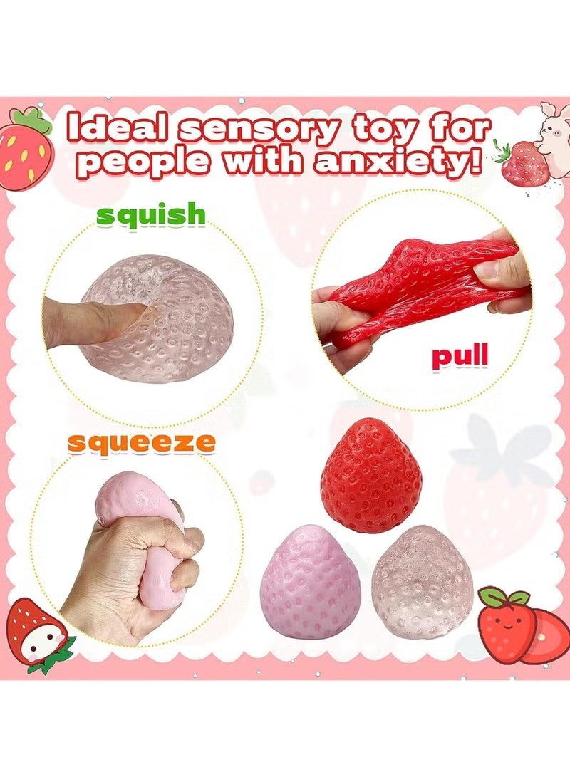 3 قطع من ألعاب الفراولة الإسفنجية القابلة للضغط لتخفيف التوتر، لعبة يدوية ناعمة وبطيئة الارتفاع، ألعاب حسية ناعمة وقابلة للضغط لتخفيف التوتر - Image 4