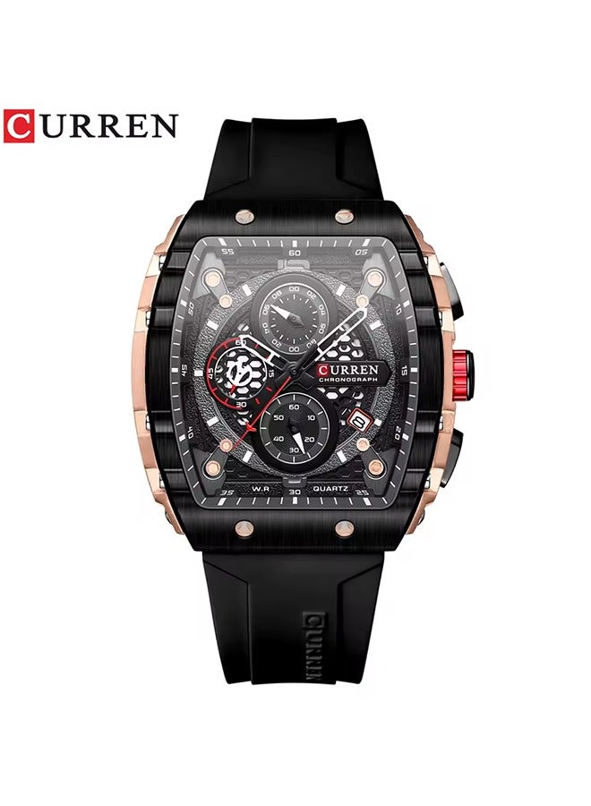 CURREN Top Brand Men's Watches Luxury Square Quartz Wristwatch Waterproof Luminous Chronograph Watch for Men Date Clock - Image 1
