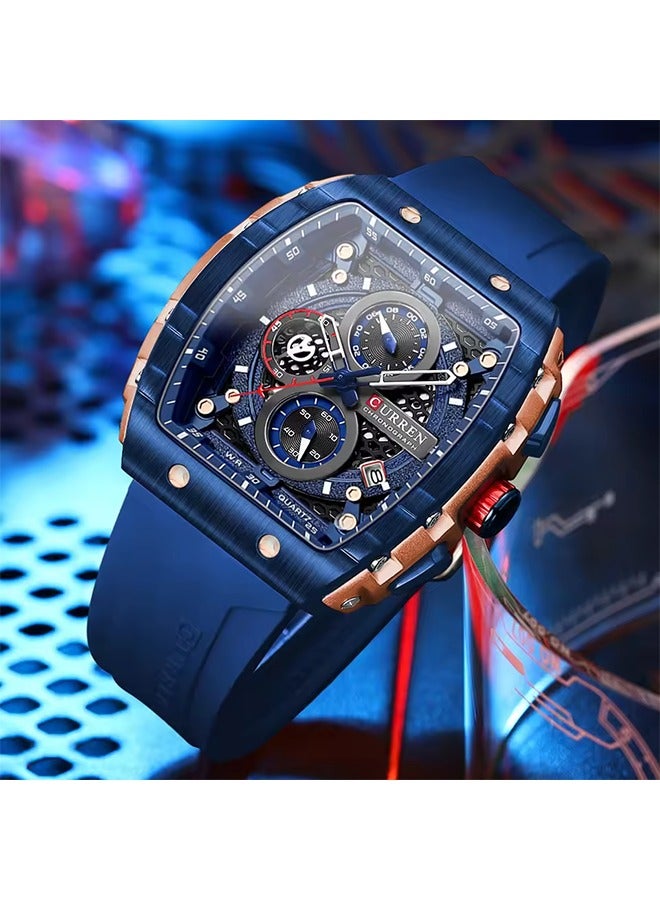 CURREN Top Brand Men's Watches Luxury Square Quartz Wristwatch Waterproof Luminous Chronograph Watch for Men Date Clock - Image 3