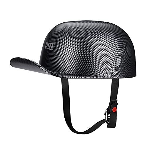 Woljay Vintage Open Face Motorcycle Helmet Retro Baseball Cap Half Helmets Men Women for Scooter Moped Cap Street Cruiser Jet - DOT Certified (XX-Large, Matte Carbon Fiber) - Image 1
