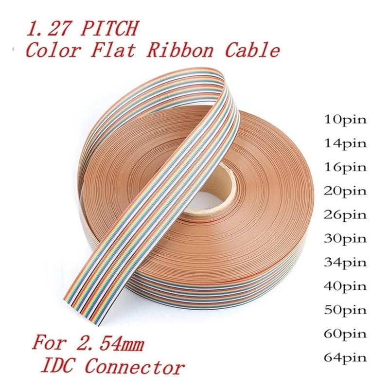 Grey Flat Ribbon Cable Length 1m Colorful 1.27mm Spacing Pitch Cable 10/14/16/20/26/34/40/50/60/64 Pin Flat Rainbwo Ribbon Wire(34pin) - Image 5