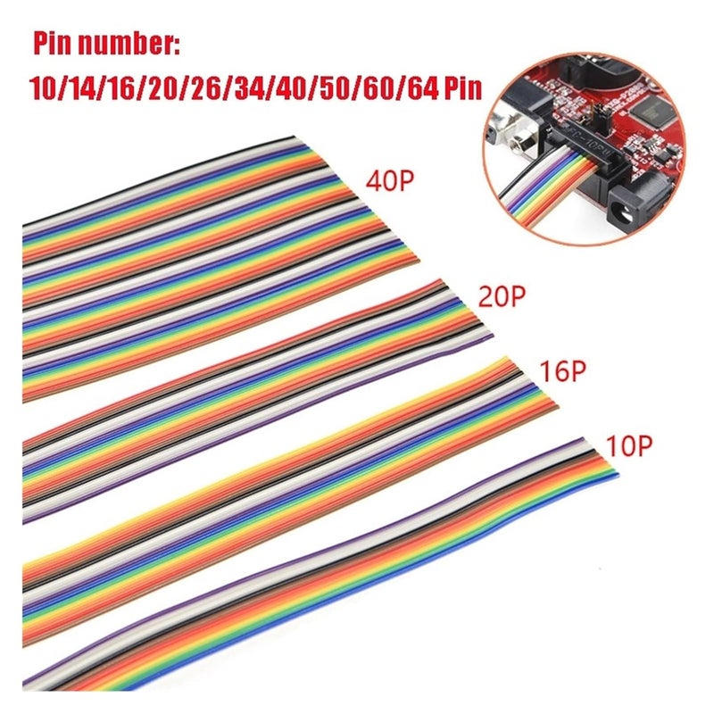 Grey Flat Ribbon Cable Length 1m Colorful 1.27mm Spacing Pitch Cable 10/14/16/20/26/34/40/50/60/64 Pin Flat Rainbwo Ribbon Wire(34pin) - Image 3
