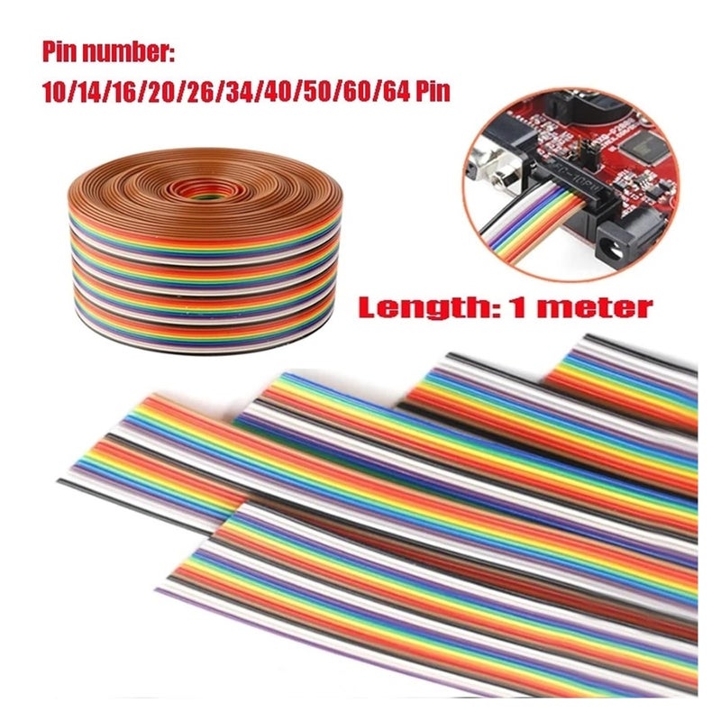 Grey Flat Ribbon Cable Length 1m Colorful 1.27mm Spacing Pitch Cable 10/14/16/20/26/34/40/50/60/64 Pin Flat Rainbwo Ribbon Wire(34pin) - Image 4