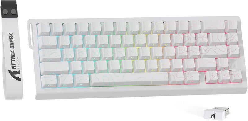 MAMBASNAKE X ATTACK SHARK X68PRO HE Wireless Gaming Keyboard Rapid Trigger, BT/2.4G/Wired, Magnetic Switch 0.01mm RT, 8KHz, Adjustable Activation Point, 5000mAh, RGB, for PC/Mac - White Outlines - Image 1