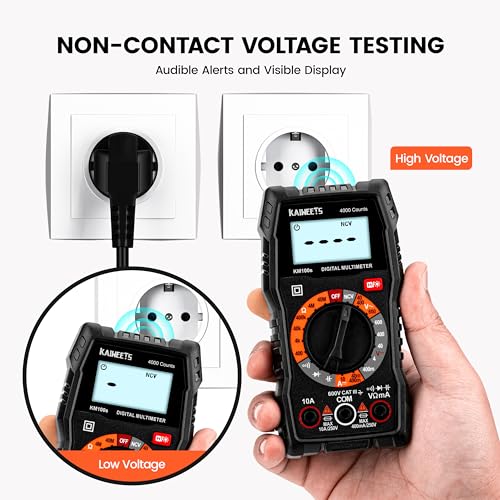 KAIWEETS Digital Multimeter 4000 Counts, Voltage Tester with Accurate Ohm Volt Amp Readings, DC/AC Voltmeter Clearly Measures Resistance Continuity Diode Capacitance NCV for Household and Automotive - Image 4