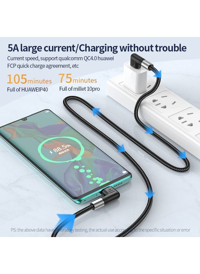 A9 100W USB-C/Type-C to USB-C/Type-C Double Elbow Data Cable, Length:2m