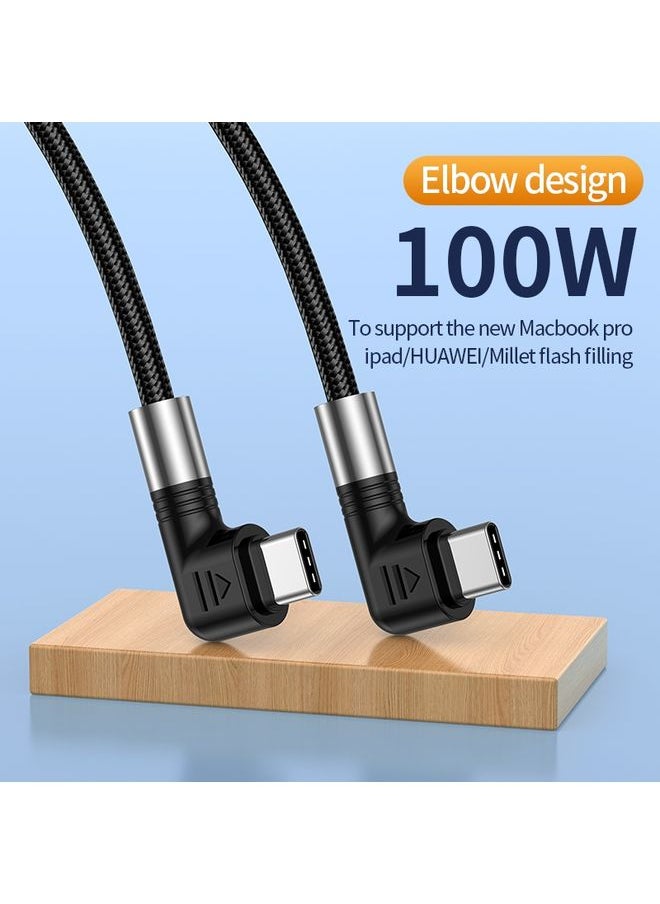 A9 100W USB-C/Type-C to USB-C/Type-C Double Elbow Data Cable, Length:2m