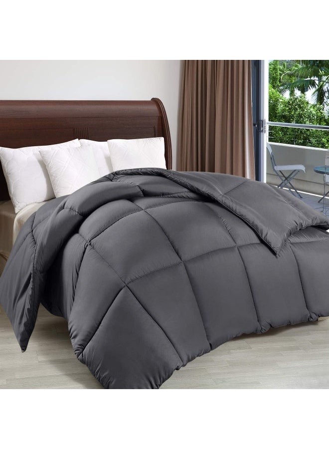 Utopia Bedding Comforter Duvet Insert - Quilted Comforter With Corner Tabs - Box Stitched Down Alternative Comforter (Twin, Grey)  - Image 3
