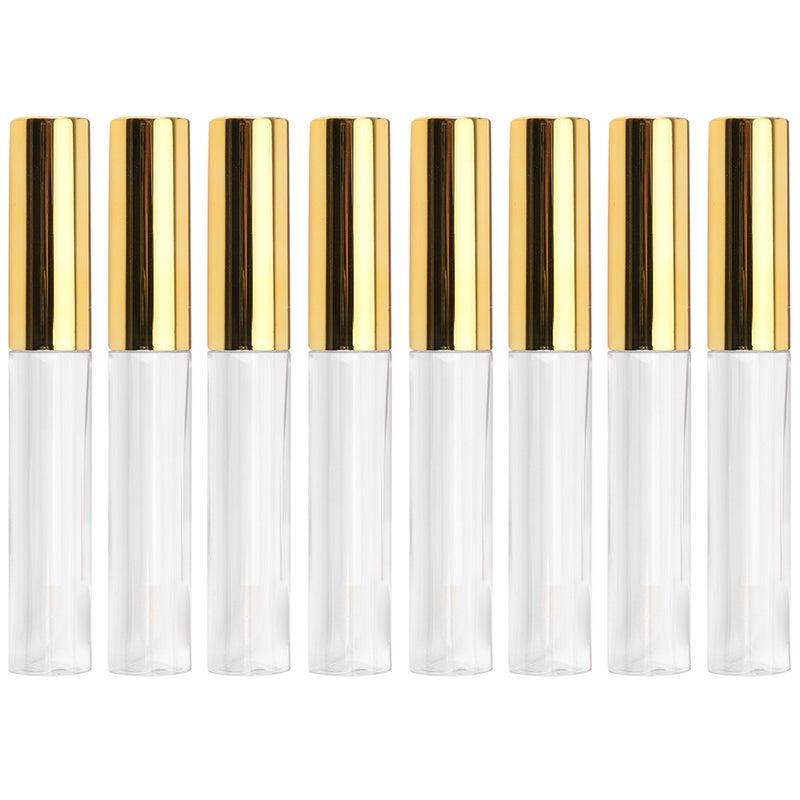 10pcs 10ml Labial Glair Circular Tubes Empty Lip Gloss Tube Plastic Body Lip Glaze Bottle for Female (Golden) - Image 1