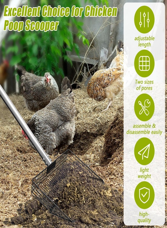 Windspeed 3 in 1 Metal Chicken Poop Scooper 10'' Wide, 61'' Long Adjustable Chicken Coop Pooper Scoop Sifting Shovel Litter for Poultry Litter Scooper Supplies (34-61 in) - Image 5