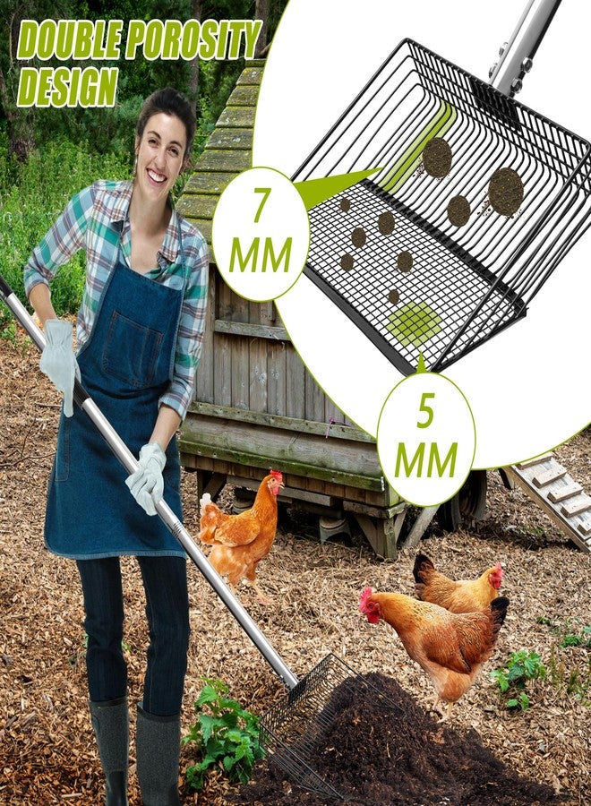 Windspeed 3 in 1 Metal Chicken Poop Scooper 10'' Wide, 61'' Long Adjustable Chicken Coop Pooper Scoop Sifting Shovel Litter for Poultry Litter Scooper Supplies (34-61 in) - Image 3
