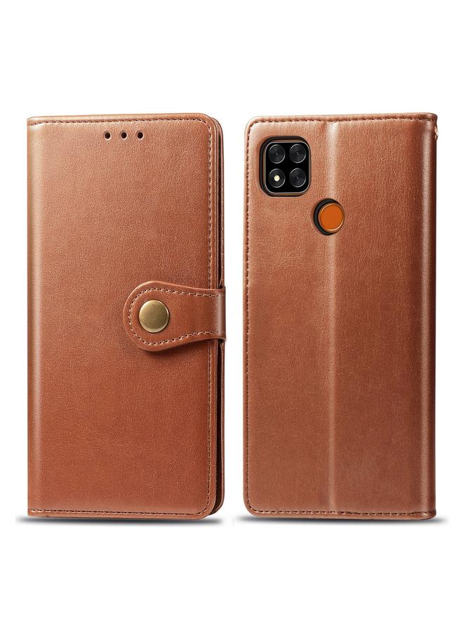 Case For Xiaomi Redmi 9C Retro Solid Color Leather Buckle Phone Case with Lanyard & Photo Frame & Card Slot & Wallet & Stand Function