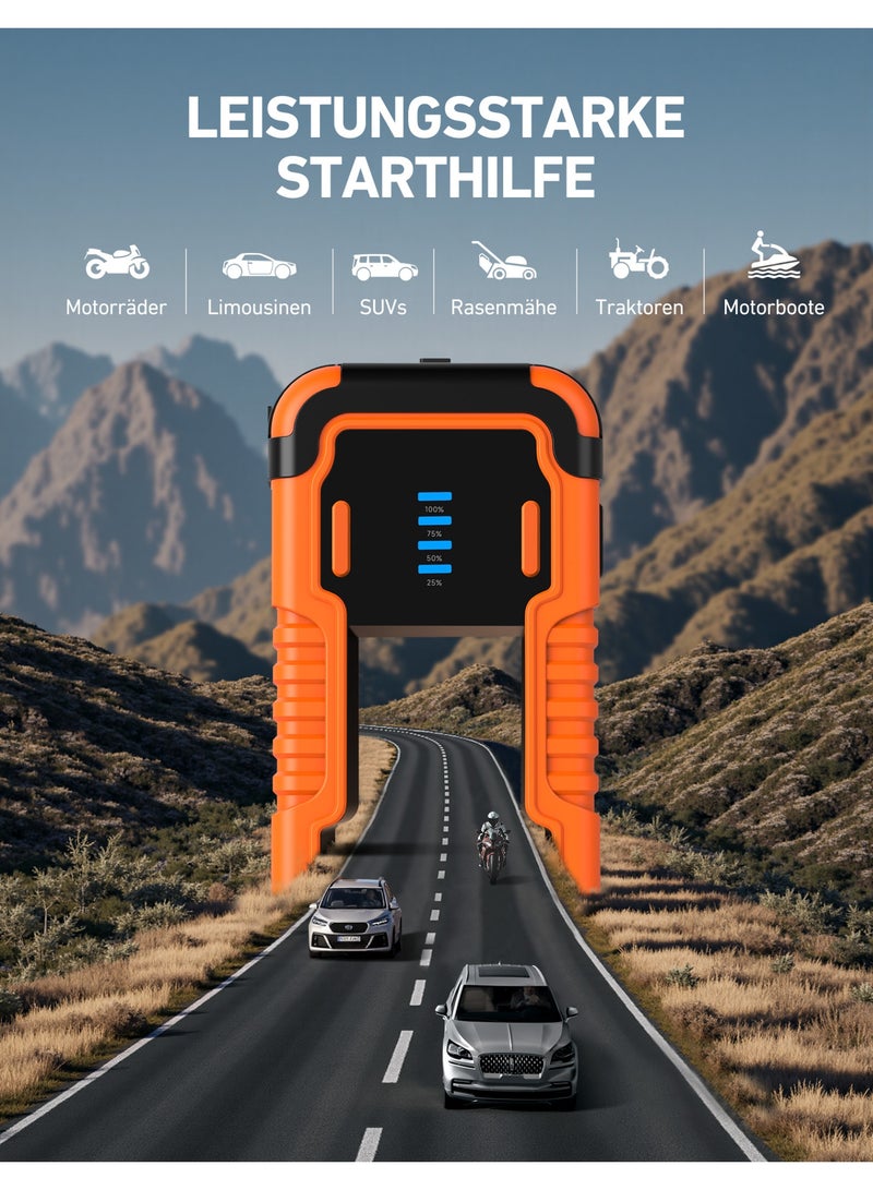 أسترواي AstroAI P10 بطارية السيارة القفز البداية ، 5000A محمولة القفز البداية حزمة البطارية لما يصل إلى 10L الغاز و 8L محركات الديزل ، 12V صندوق القفز الليثيوم ، حزمة تعزيز السيارات مع أضواء LED 3-الوضع وكابل القفز - Image 4