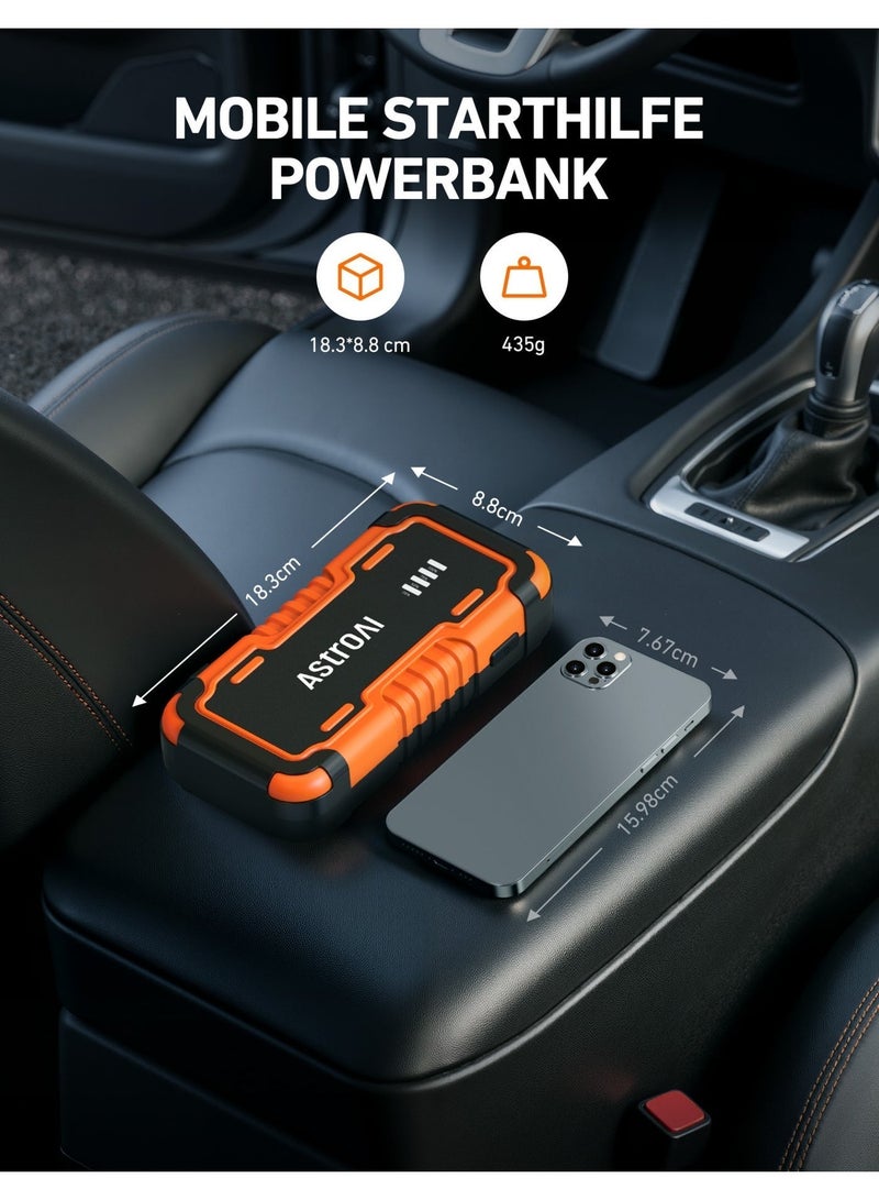 AstroAI 6000A Car Battery Jump Starter,Portable Jump Starter Battery Pack for Up to 10L Gas & 8L Diesel Engines, 12V Lithium Jump Box, Auto Booster Pack with 3-Mode LED Lights & Jumper Cable - Image 4