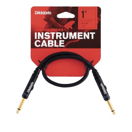 Planet Waves D’Addario Cable, Black, 1 Foot (PW-PC-01) - Image 1