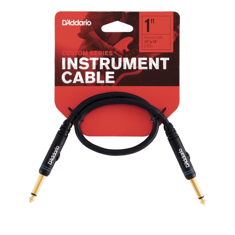 Planet Waves D’Addario Cable, Black, 1 Foot (PW-PC-01) - Image 2