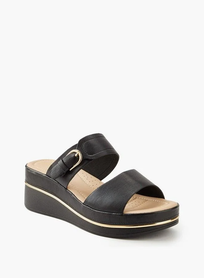 Flora Bella By Shoexpress Buckle Accent Slip-On Sandals