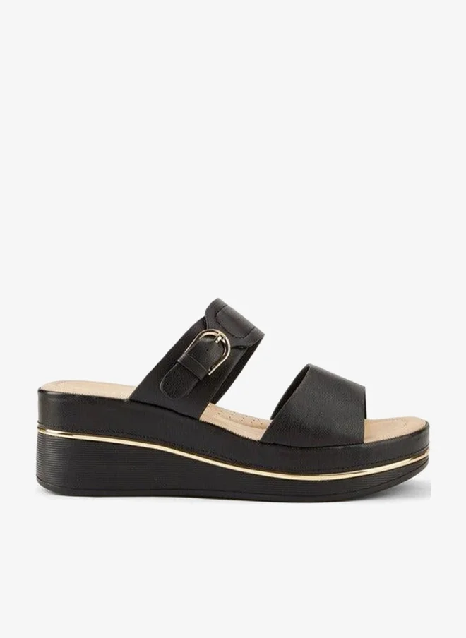 Buckle Accent Slip-On Sandals