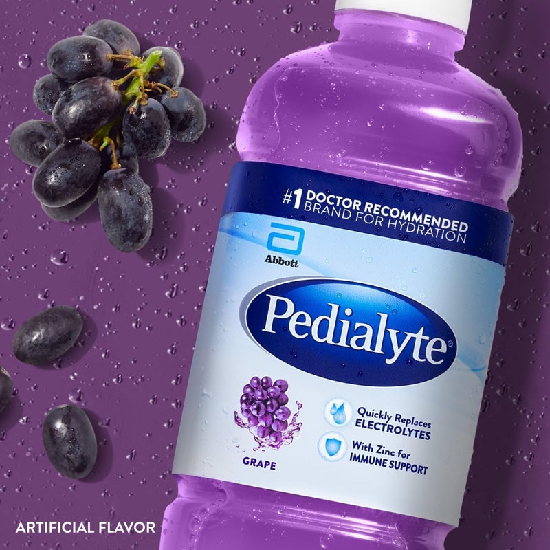Pedialyte Electrolyte Solution, Hydration Drink, Grape Flavor, 1 Liter, 8 Count - Image 2