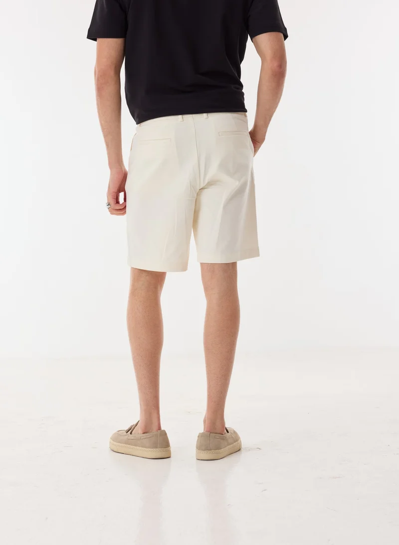 Ashita Fernandes Axel Men’s White Cotton Blend Shorts – Relaxed Fit Knee Length Lightweight Casual Wear