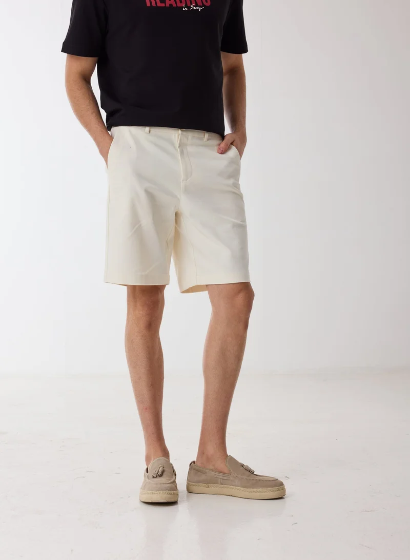 Ashita Fernandes  Axel Men’s White Cotton Blend Shorts – Relaxed Fit Knee Length Lightweight Casual Wear for Men | Best Price UAE