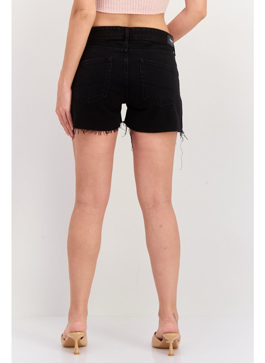 Pepe Jeans Women Washed Denim Short, Black  - Image 3
