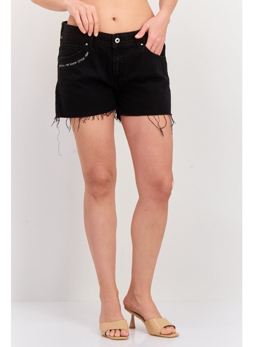 Pepe Jeans Women Washed Denim Short, Black  - Image 1