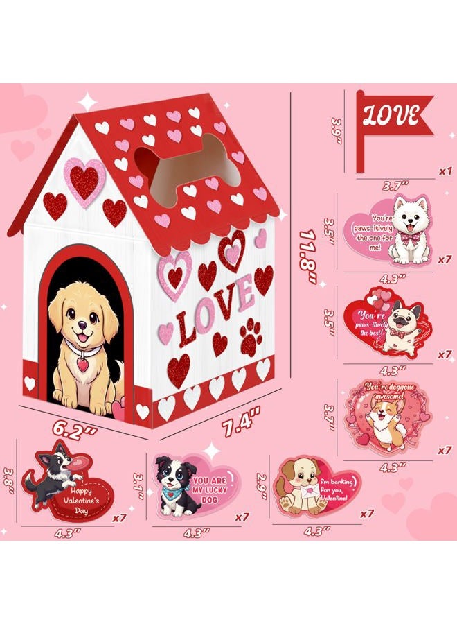 luck sea Valentines Day Puppy Paper Mailbox Crafts Kit for Kids, DIY Valentine's Dog Mail Box Craft with 42 Exchange Cards Valentine Gift Party Favors Supplies (Assembly Needed) - Image 4