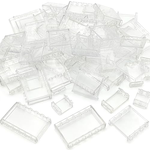 ZHX 72PCS Clear Transparent Window House Building Brick Toy Classic Flat Plates Pieces and Parts Block Compatible with Major Brands White Mix - Image 1