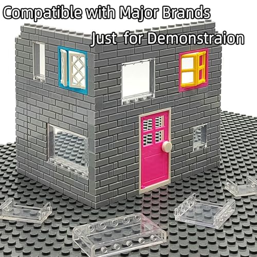 ZHX 72PCS Clear Transparent Window House Building Brick Toy Classic Flat Plates Pieces and Parts Block Compatible with Major Brands White Mix - Image 5