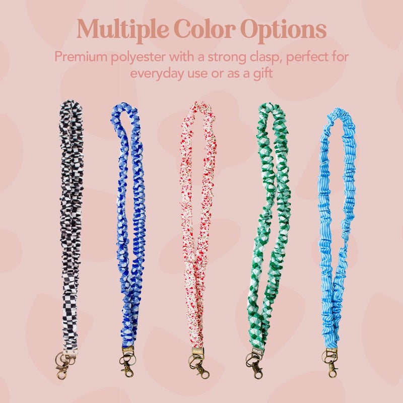 ANDI Neck Lanyard For Women - Scrunchie Cute Lanyard for Keys, Id Card Holder, Wallet - Aesthetic Long Lanyard (Coral Gingham) - Image 5