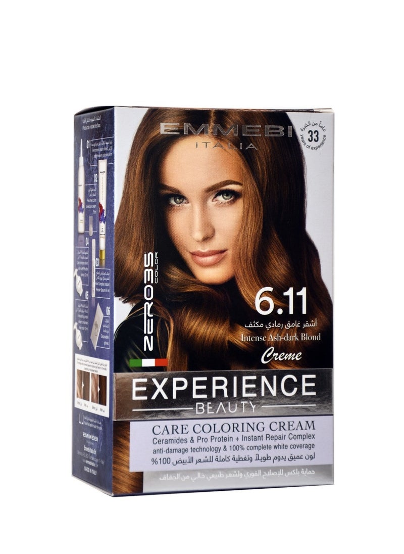 EMMEBI ITALIA Beauty Experience Care Coloring Cream Intense Ash Dark Blond 6.11 
