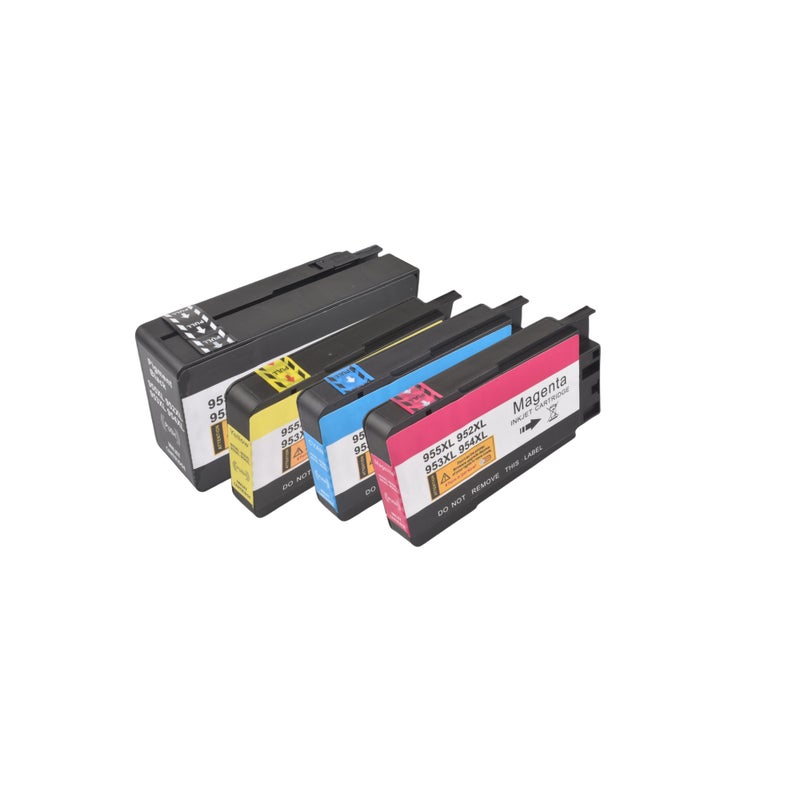 خرطوشة حبر متعددة الألوان 953XL (4 ألوان) متوافقة مع HP 952، 953، 954، 955 XL لطابعات OfficeJet Pro 7720، 7730، 7740، 8210، 8218، 8710، 8715، 8718، 8720، 8725، 8728, 8730, 8740 الكل في واحد. - Image 1