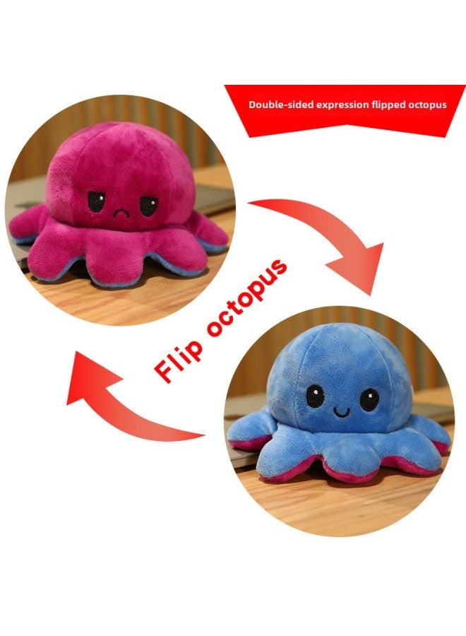 Angry Expression Octopus Doll Double Sided Flip Change Face Plush Toy Children's Eight Armed Fish Crystal Ultra Soft PP Cotton Filling-Specifications:tie-dye-Color:40cm  - Image 3