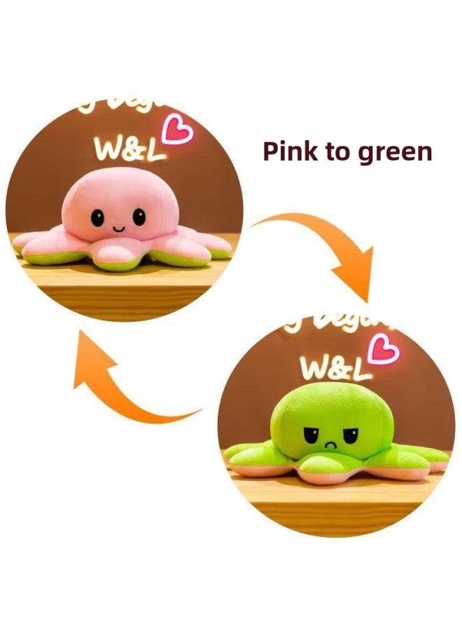 Angry Expression Octopus Doll Double Sided Flip Change Face Plush Toy Children's Eight Armed Fish Crystal Ultra Soft PP Cotton Filling-Specifications:tie-dye-Color:40cm  - Image 2