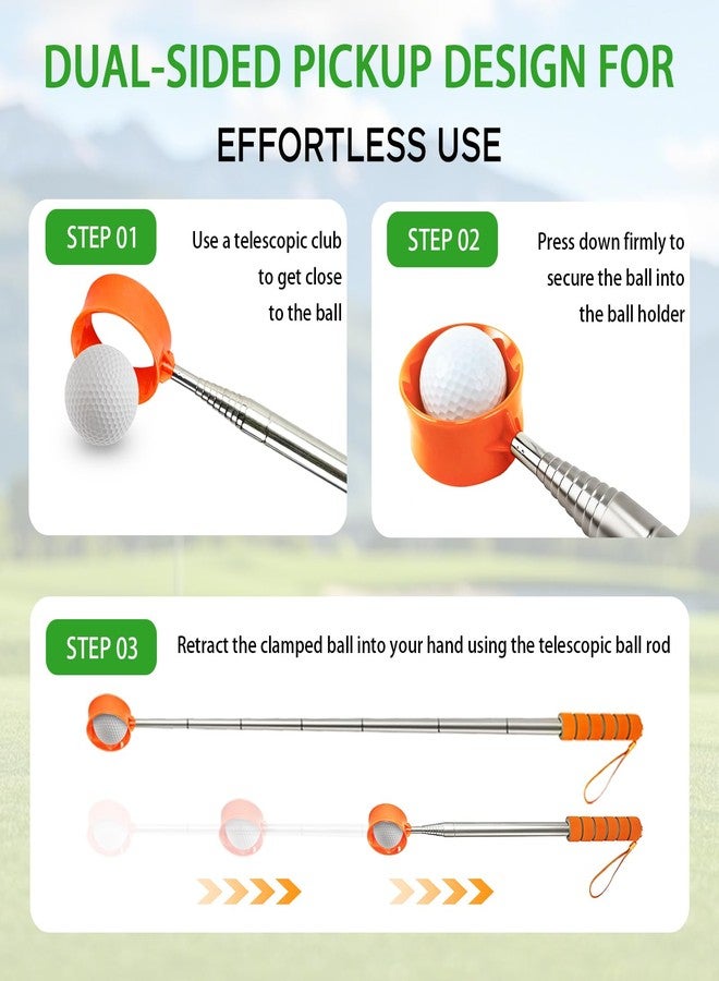 Aleybloodes Telescopic Golf Ball Retriever, 9-Foot Heavy-Duty Stainless Steel Shaft Golf Ball Picker with Non-Slip Rubber Grip, Professional Dual-Sided Easy-Pickup Golf Ball Retriever - Image 4