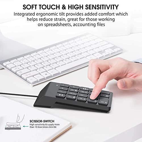 XIKKART USB Numeric Keypad – Slim 18-Key Wired Number Pad for Laptop, PC, MacBook, iMac, Mac Pro/Air – Portable External Numpad Keyboard for Data Entry (Black) (Wired Numpad) - Image 2