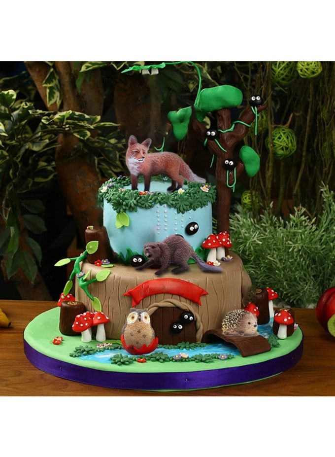 Sienon 18Pcs Forest Animals Figures Toys, Baby Woodland Animals Figurines, Miniature Animals Toys with Owl, Hedgehog, Fox, Squirrels, Bears, Monkey for Woodland Theme Cake Toppers Cupcake Toppers - Image 3