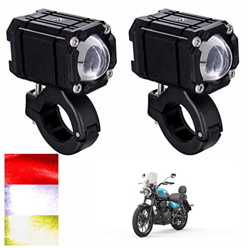 Asryd Aluminium Fog Driving Lights 30W 4000 Lumen Driving Fog Off Road Lights Triple Color Mode With Flashing Waterproof (Pack Of 2) For Royal Enfield Meteor 350, Black, Corded Electric, Led - Image 1