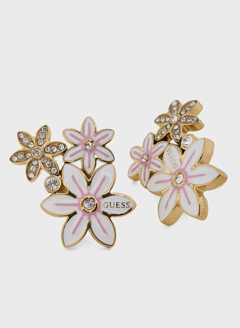 جس Flower Detail Stud Earrings